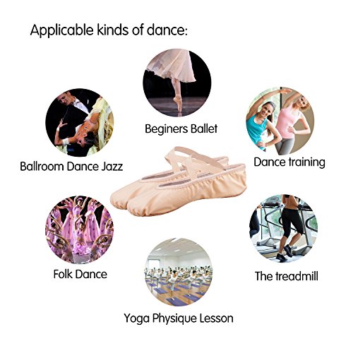 Bezioner-Shop Zapatillas de Ballet Canvas Dance Zapatos Split (Negro y Rosa Claro) Le recomendamos Que Elija uno (1) Tamaño Más Grande Que su Tamaño Normal del Zapato (39, Rosa Claro)