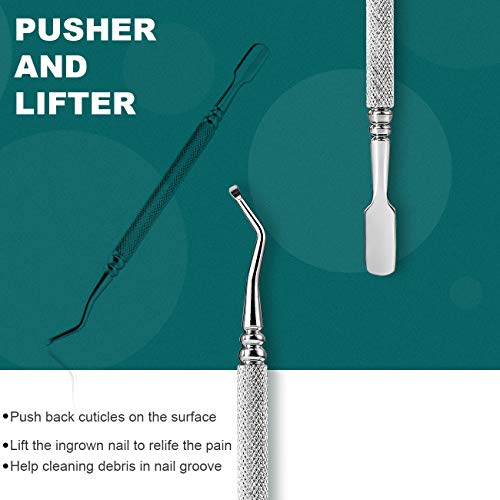BEZOX Juego de 2 uñas encarnadas, kit profesional de lima y levantador de uñas encarnadas, herramientas para quitar cutículas, herramientas multiusos para el cuidado de las uñas