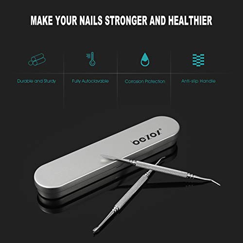 BEZOX Juego de 2 uñas encarnadas, kit profesional de lima y levantador de uñas encarnadas, herramientas para quitar cutículas, herramientas multiusos para el cuidado de las uñas