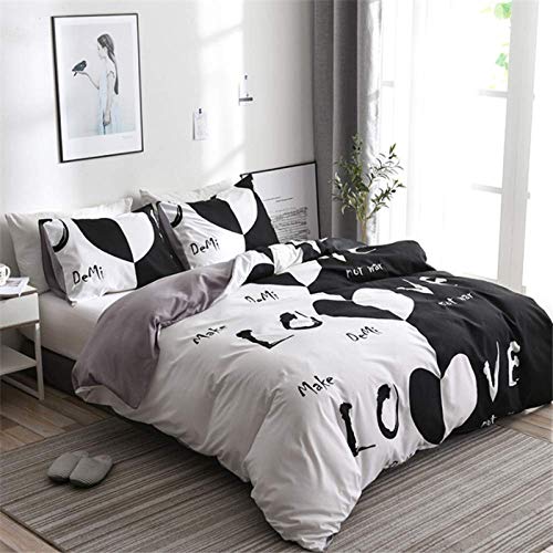 BH-JJSMGS Funda de Almohada, Funda nórdica de Microfibra Ligera 180 * 210 de Tres Piezas Love