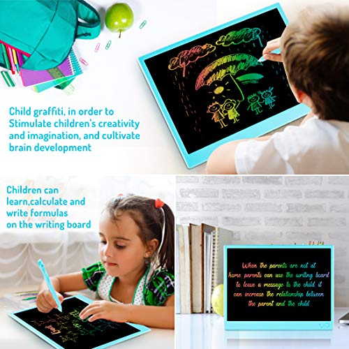 bhdlovely Tableta de Escritura LCD Tablero de Escritura 16 Pulgadas, Tablero de Dibujo electrónico Recargable USB, Tablero de Escritura borrable y portátil para Estudio de Adultos para niños (Azul)