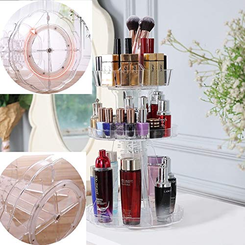 BHDYHM Organizador de Maquillaje Capas de Almacenamiento de Maquillaje multifuncionales giratorias Ajustables de 360 ​​Grados Cosmético de Gran Capacidad