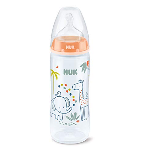 Biberón First Choice+ PP 360 ml (XL) Jungle Animals Naranja Silicona NUK 6-18 meses