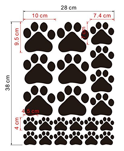 BIBITIME 22 - Adhesivo Decorativo para Pared, diseño de Huella de Perro Caminando