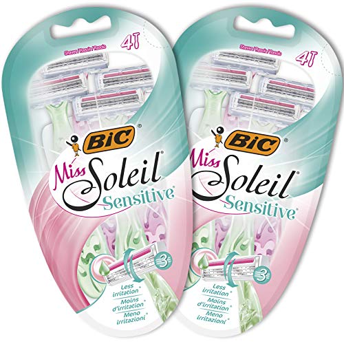 BIC Miss Soleil Sensitive Maquinilla Desechable para Mujer - 2 Packs de 4