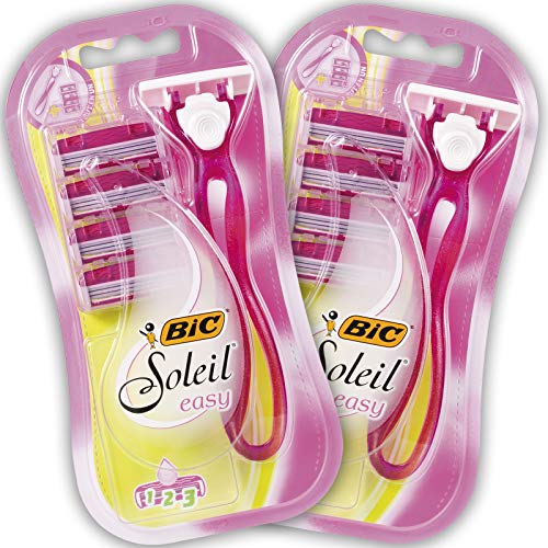 BIC Soleil Easy Kit de Maquinillas para Mujer - Paquete de 2 Mangos y 8 Recambios