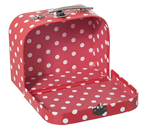 Bieco Kinderkoffer Rot mit weißen Punkten, Koffer aus Pappe, 25 cm, Metallgriff, für Kinder AB 3 Jahre Equipaje Infantil, 4 Liters, Rojo (Rot)