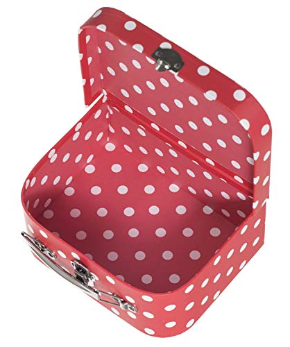 Bieco Kinderkoffer Rot mit weißen Punkten, Koffer aus Pappe, 25 cm, Metallgriff, für Kinder AB 3 Jahre Equipaje Infantil, 4 Liters, Rojo (Rot)