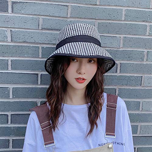 Bin Zhang Sombrero de Corea del Rostro Femenino Sombra literaria Estilo Retro Costura británica Sombrero de Pata Sol Japonesa de cuadratura significativa (Color : Black, Size : Una Talla)