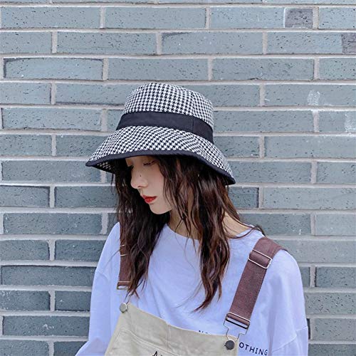 Bin Zhang Sombrero de Corea del Rostro Femenino Sombra literaria Estilo Retro Costura británica Sombrero de Pata Sol Japonesa de cuadratura significativa (Color : Black, Size : Una Talla)
