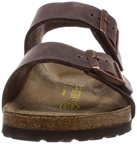 Birkenstock Milano - Sandalias de dedo con correa en el tobillo de piel natural unisex, Marrón, 44 (estrecho)