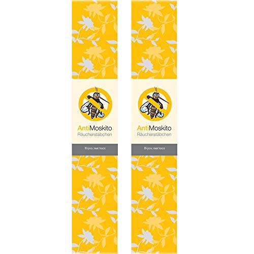 Bitto Anti Mosquito Varitas de Incienso para Exterior de Comercio Justo, Set de 2 Paquetes de 10 varitas de Fragancia.