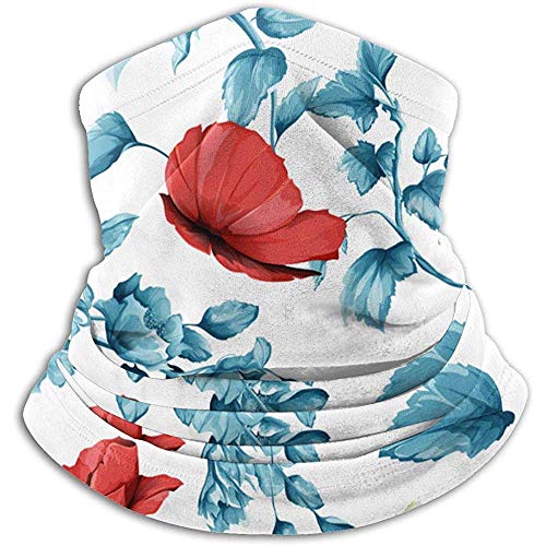 Bklzzjc Girasoles Brotes De Granada Amapola Floral Unisex Fleece Cuello Calentador Cara Calentador Cuello Tubo Cuello Bufanda Cuello Polainas