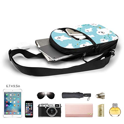 Blanco Kawaii Seal Pup Pecho Sling Bag Mochila Crossbody Hombro Casual Daypack Mochila para Hombres Mujeres Ciclismo Al Aire Libre Senderismo Viajes