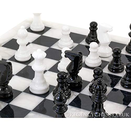 Blanco y Negro Alabastro Juego De Ajedrez 36.8cm