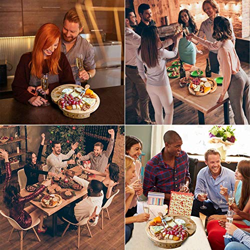 BlauKe Tabla de Quesos y Cuchillos de Madera de Bambú - Tabla para Cortar Queso con Estilo