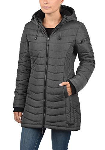 BlendShe Nelly Chaqueta Acolchada De Plumas Abrigo Parka para Mujer Forrado con Capucha, tamaño:M, Color:Dark Grey Melange (20044)