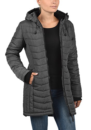 BlendShe Nelly Chaqueta Acolchada De Plumas Abrigo Parka para Mujer Forrado con Capucha, tamaño:M, Color:Dark Grey Melange (20044)