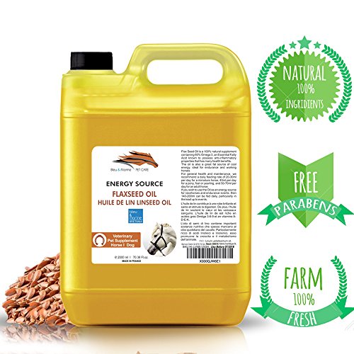 bleumarine Bretania Aceite de Linaza para Caballos y Mascotas 2000 ml 100% Natural Suplemento para la Salud y la Forma