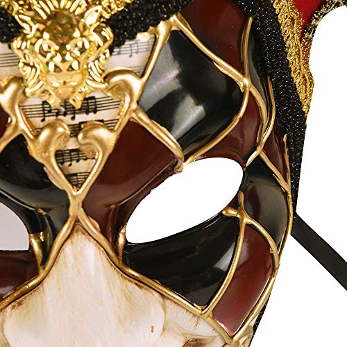 BLEVET Veneciano Máscara para Carnaval Mascarada navideña Disfraz de Bola de fantasía Máscara MZ011 (Red)