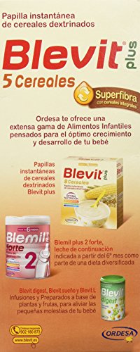 Blevit Plus Superfibra 5 Cereales, 1 unidad 600 gr. Cereales para bebé. A partir de los 5 meses.