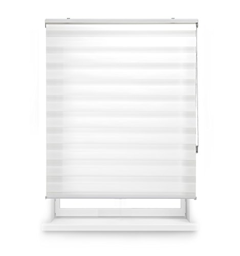 Blindecor Lira Estor Enrollable de Doble Capa, Noche y Día, Poliéster, Blanco (Roto), 120 x 180 cm (ancho x largo)