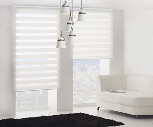 Blindecor Lira Estor Enrollable de Doble Capa, Noche y Día, Poliéster, Blanco (Roto), 120 x 180 cm (ancho x largo)