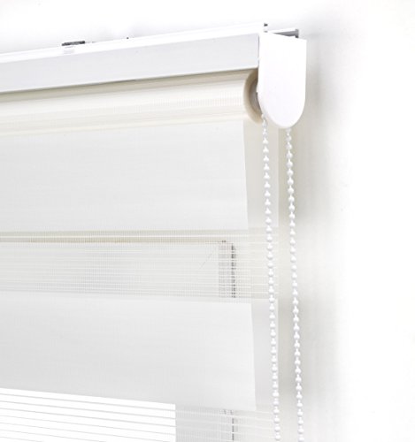 Blindecor Lira Estor Enrollable de Doble Capa, Noche y Día, Poliéster, Blanco (Roto), 120 x 180 cm (ancho x largo)