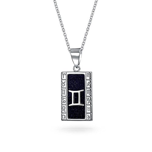 Bling Jewelry Azul Géminis Signo Zodiaco Astrología Horóscopo Perro Placa para Mujer Hombres Collar Colgante Plata Esterlina 925