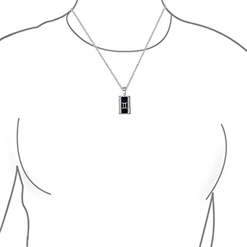 Bling Jewelry Azul Géminis Signo Zodiaco Astrología Horóscopo Perro Placa para Mujer Hombres Collar Colgante Plata Esterlina 925