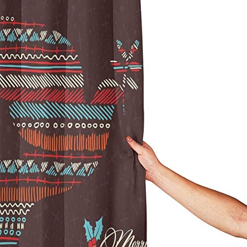 Blived Cortina de baño,Impermeable,Merry Christmas Dove Boho Tribal Stripe Shape,Cortina de Ducha de con Ganchos 180cmx180cm