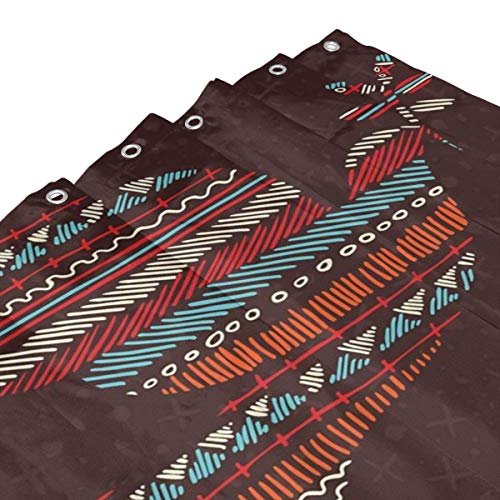 Blived Cortina de baño,Impermeable,Merry Christmas Dove Boho Tribal Stripe Shape,Cortina de Ducha de con Ganchos 180cmx180cm