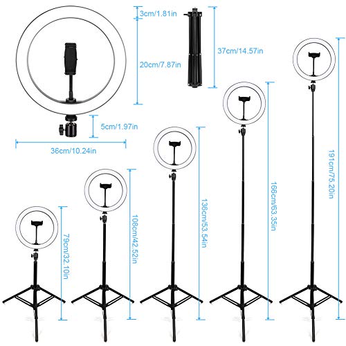 BLOOMWIN Aro de Luz LED Regulable 10” para Fotografía Anillo de Luz con Soporte Trípode Palo Selfie Control Remoto Bluetooth USB para TIK Tok Móvil Youtube Selfie Video Maquillaje Transmisión en Vivo