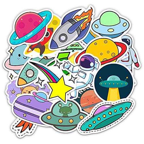 BLOUR 50 Piezas Space Planet Graffiti Sticker Astronaut Fun Cartoon Skateboard Refrigerator Guitar Decoration Waterproof Child Toy Sticker