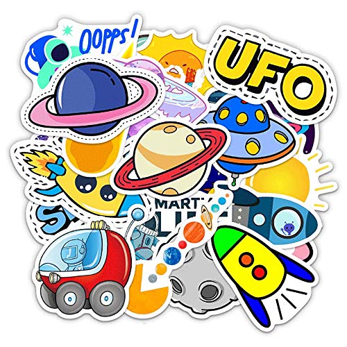BLOUR 50 Piezas Space Planet Graffiti Sticker Astronaut Fun Cartoon Skateboard Refrigerator Guitar Decoration Waterproof Child Toy Sticker