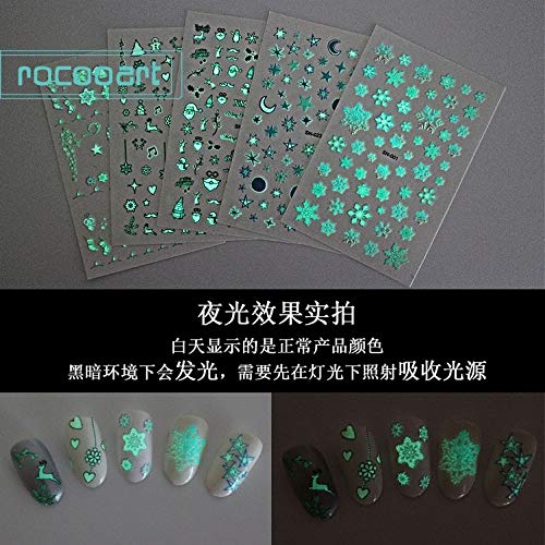 BLOUR SN Serie Luminosa Nuevo 2018 Pegatinas para decoración de uñas Consejos decoración envolturas para uñas Harajuku Feliz Navidad Navidad música Pegatinas de manicura