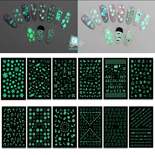 BLOUR SN Serie Luminosa Nuevo 2018 Pegatinas para decoración de uñas Consejos decoración envolturas para uñas Harajuku Feliz Navidad Navidad música Pegatinas de manicura