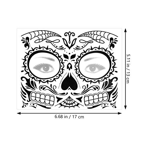 BLTR Resistente al Agua Cara Tatuajes temporales 8pcs de Halloween Día Floral de la Etiqueta engomada de la Cara cráneo Muerto del azúcar esquelético por Favor de Partido de México (Color Mixto) Sexy