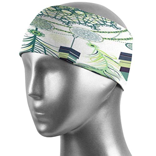 Blue Green Dream Web Bandas para el Cabello Banda para la Cabeza Que Absorbe el Sudor Banda para el Sudor elástica Diademas Transpirables para Ejercicios