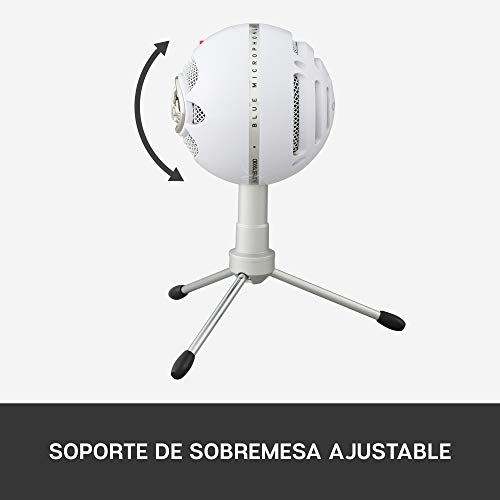 Blue Microphones Snowball ICE - Micrófono USB para grabación y transmisión en PC y Mac, cápsula de condensador cardioide, soporte ajustable, Plug and Play, color Blanco