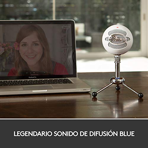 Blue Microphones Snowball - Micrófono USB con dos patrones de captación versátiles y diseño elegante y retro para grabación, transmisión y podcasting en PC y Mac, color Blanco