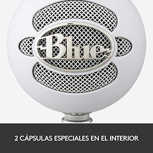 Blue Microphones Snowball - Micrófono USB con dos patrones de captación versátiles y diseño elegante y retro para grabación, transmisión y podcasting en PC y Mac, color Blanco