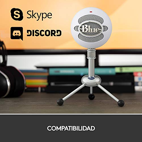 Blue Microphones Snowball - Micrófono USB con dos patrones de captación versátiles y diseño elegante y retro para grabación, transmisión y podcasting en PC y Mac, color Blanco