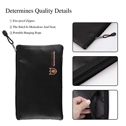 Bluesees - Bolsa de Documentos ignífuga, Impermeable, Segura, a Prueba de Fuego, con Cremallera, para Objetos de Valor, Dinero, Joyas, Pasaporte, Documentos (26 x 16 cm)