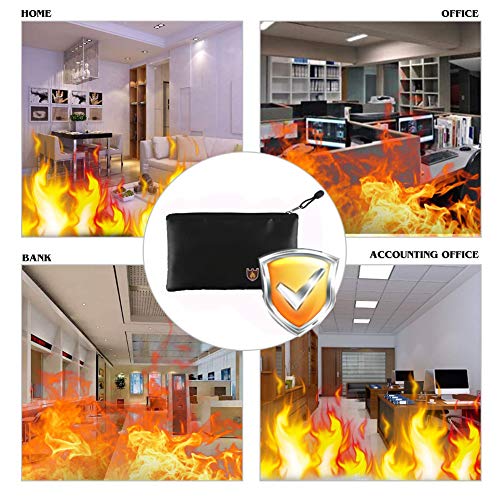Bluesees - Bolsa de Documentos ignífuga, Impermeable, Segura, a Prueba de Fuego, con Cremallera, para Objetos de Valor, Dinero, Joyas, Pasaporte, Documentos (26 x 16 cm)