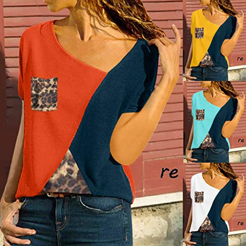 Blusas Mujer Verano 2019 Camisetas Mujer Manga Corta Tallas Grandes Ropa de Mujer Camisas Manga Ajustable Blusas con Cremallera Tops Suelto S - XXXXXL POLP