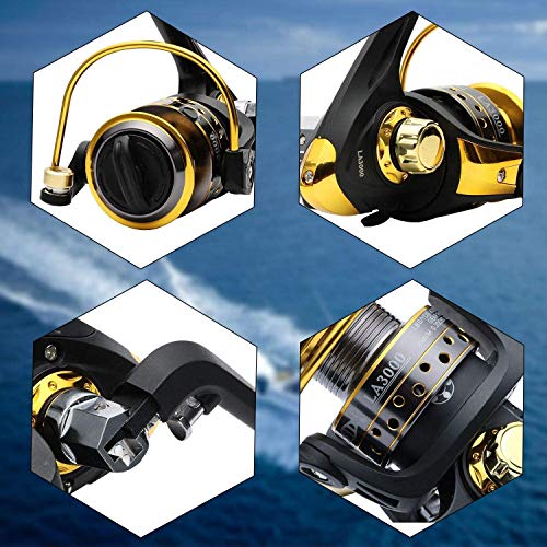 BNTTEAM 7 PAQUETES 2.1 m, 2.4 m, 3.0 m 3.6 m 99% Caña de pescar telescópica de carbono y 12BB Carrete y bolsa de pesca y señuelos y línea, conjunto de caña de pescar(kits completos/2.1M/82.6in/6.88ft)