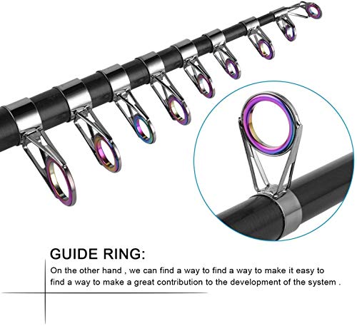 BNTTEAM 7 PAQUETES 2.1 m, 2.4 m, 3.0 m 3.6 m 99% Caña de pescar telescópica de carbono y 12BB Carrete y bolsa de pesca y señuelos y línea, conjunto de caña de pescar(kits completos/2.1M/82.6in/6.88ft)