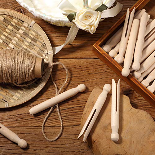 Boao 48 Piezas Pinza de Madera de Ropa Pinza de Muñeca de Madera Tradicional para Cuerda de Lavado y Manualidades