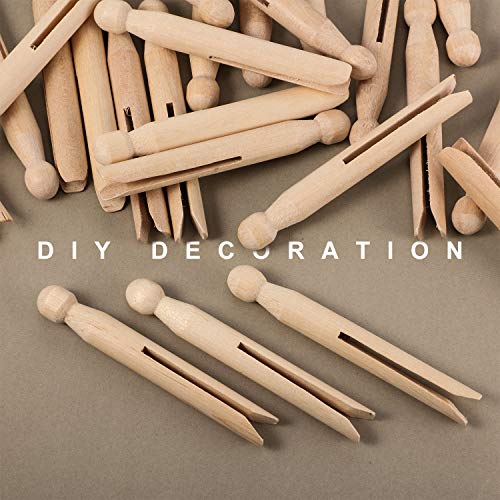 Boao 48 Piezas Pinza de Madera de Ropa Pinza de Muñeca de Madera Tradicional para Cuerda de Lavado y Manualidades
